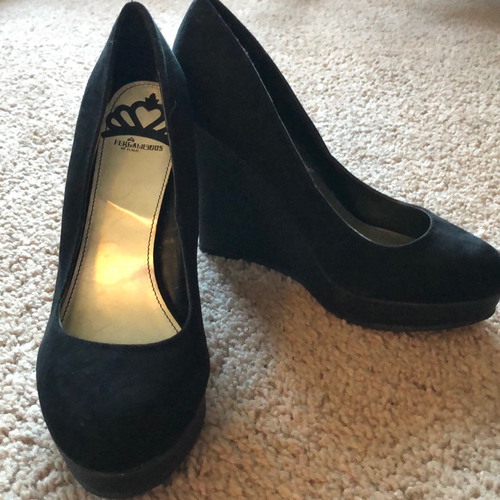 Fergalicious Black Heel with Glitter Wedge